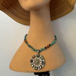 Vintage Turquoise and Black Beaded Necklace Blue Photo 2