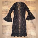 Polly & Esther Black Lace Robe/Cardigan with Bell Sleeves Photo 6