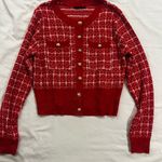 Red Plaid Women's Sweater Photo 0