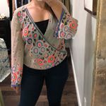 Moon Collection boho sheer floral bell sleeve top Photo 1