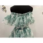 Sherri Hill  56128 Green Print Ruffle Off the Shoulder Gown Sz 6 NWOT Photo 6