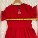 Flounce Sleeve Ruffle‎ Hem Smock Dress Red Size M Photo 3