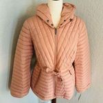 BCBGeneration Diagonal Seam Puffer Hooded Jacket Coral Pink Size Medium (8), NWT Photo 8