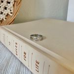 Silver Bamboo Promise Ring Engagement Band Clear Diamond Simple Elegant Earthy Jewelry Photo 7