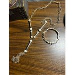 Anthropologie Takara Tassel Necklace gold and pearl necklace and bracelet set Photo 5