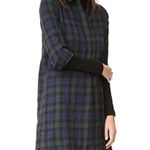 Madewell Dress XS Green Blue Tartan Plaid Dress Flannel Button Shirt Photo 4