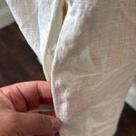 Line and Dot  dress S ruffle Elegant White linen midi Dress Photo 5