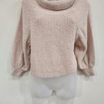 Free People  Cowl Neck Long Sleeve Ribbed Knit Sweater Beige Pullover Size Small Photo 3