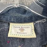 Susan Bristol Vintage Denim Jean Floral Embroidered Patchwork Vest Y2K Women L Photo 5