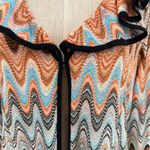 Misook Exclusively  Chevron Cardigan Knit Ruffle Orange Blue Size XL Photo 3