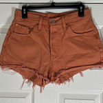 Levi's 501 Levi’s Cut Off Denim Shorts Distressed Orange Rust Button Fly Size 28 Photo 0