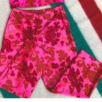 J.Crew  silk printed dress floral Capri ankle pants red pink spring vintage boho Photo 0