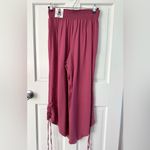 REWASH New!  Pink Wide Leg Palazzo Pants Cinched Lace Up Crop Leg Size L Photo 4