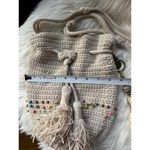 The Sak Cream Woven Boho Bag multi-colored beads with Tassels Photo 3