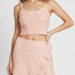 Danielle Guizio GUIZIO Gemma Cable Knit Wool-Blend Wrap Mini Skirt, Pink, XS Photo 0