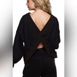 POL Reversible Vintage Black Wash Oversize V-Cut Out Rib Band Sweatshirt, Sz L Photo 1