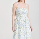 Hill House L Anjuli Cotton Poplin Nap Dress Peony Bouquet Print Smocked Midi White Size L Photo 1