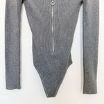 Missguided NWT  Ribbed Long Sleeve Scoop Neck Thong‎ Bodysuit Gray Size 8 Photo 2