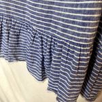 BeachLunchLounge  Striped Sleeveless Linen Peplum Tank Top Blue White Medium Photo 6