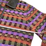Sigrid Olsen VTG  Wool Knit Jacket Cardigan Leather Colorful Women APPROX Medium Photo 4