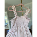 Quince  Linen Smocked Maxi Dress Pink Ruffle Strap XL Cottagecore Parisian Garden Photo 8