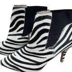 Boden Elsworth Ankle Boots Zebra Real Hair Leather Bootie Size 37 / 6.5 Black Photo 0