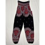 Bajamath Haram Palazzo Pants Womens Sz M Black Floral Boho Hippie Festival Beach Size M Photo 7