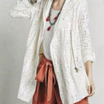 Free People Women’s Crochet Knit Hoodie Cardigan XS Asymmetrical Zip Roll Tab Photo 0