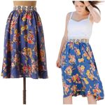 Edme & Esyllte Silk Floral Midi Skirt Colorful Cottagecore Bohemian Anthroologie Blue Size 4 Photo 1