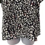 Ellison  Animal Print Blouse Size S Short Sleeve Textured Trim Photo 3
