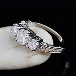 TJ Maxx Size 7 White Sapphire Silver Anniversary Band 10KT Photo 3