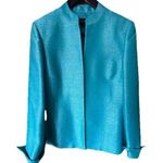 Kasper Teal Turquoise Collarless Dressy Blazer Size 8 Spring Career Jacket Blue Photo 0