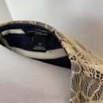 Ann Taylor Vintage Y2K Navy and White Stripe Lace Top Pique Tee Shirt Top Small Photo 4