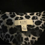 Kori  America leopard print black cream blue zip up jacket size L Photo 4