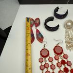 Large Dangle Drop & Hoop Statement Pierced Earrings Lot Of 4 Some Handmade Photo 5
