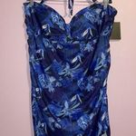 NEW Simply Fit Swim Dress Women 3X Blue Floral One Piece Swimsuit Photo 0