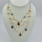 Betsey Johnson lucite leopard layer faux pearl necklace charms Photo 1