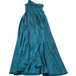 Adrianna Papell Dress Women 6 Blue Green One Shoulder Gown Pleated Waist Vintage Photo 1