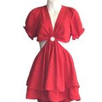 Altar'd State  Red Short Sleeve Cutout Romper Photo 1