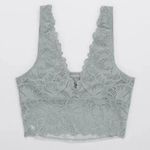 Aerie  Lace Waffle Longline Bralette in Light Gray Size S New Photo 0