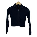 Brandy Melville  Quincy Cropped Ribbed Zip-Up Sweater Navy Photo 0