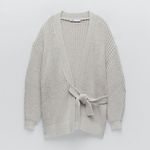 ZARA Neutral Thick Heavy Knit Cardigan Taupe Tan Photo 0