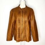 Dress Barn  Faux Leather 14 16 Tan Biker Moto Jacket Photo 1