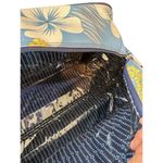 Roxy Vintage  Blue White Floral Print Leather Rolling Duffle Bag Photo 4