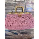Patricia Nash Carmen Salmon Crochet Wood Leather Shoulder Chain Satchel Handbag Photo 3