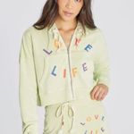 Wildfox Love Life Kinley Hoodie Cropped Jacket Zip Front Green Size Small New Photo 11
