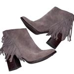 Arturo Chiang Reiden Gray Suede Fringe Booties Photo 1
