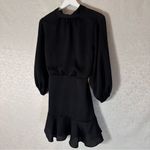 VICI Black Tie Neck Long Sleeve Mini Dress Medium Elegant Classy Cocktail Photo 6