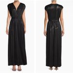 Norma Kamali  Black Athena Sheen Gown Maxi Dress Size Slit Size Medium Photo 1