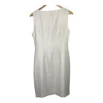 Calvin Klein  Sleeveless White Tweed Sheath Dress Full Zip Sides Women's 10 Photo 1